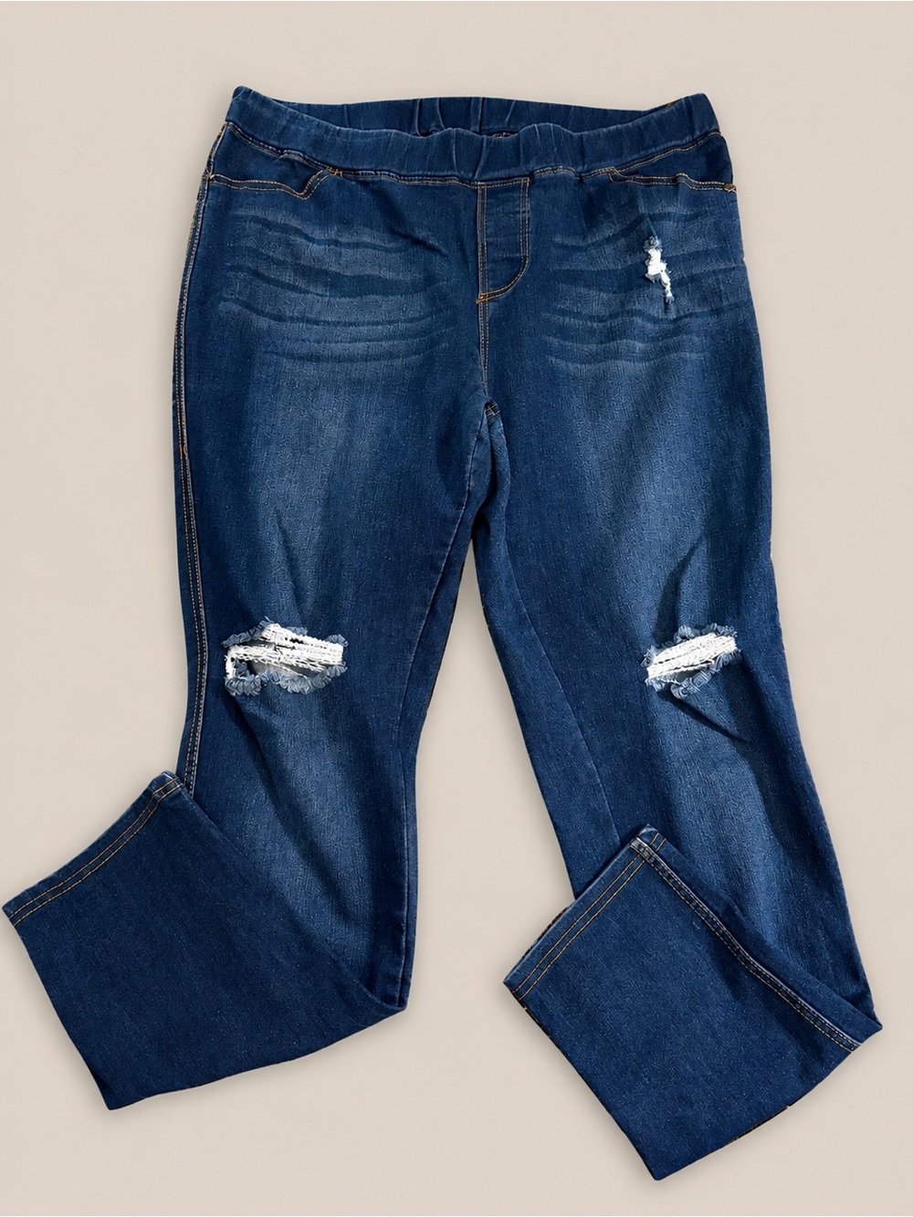 JVINI 27” inseam Pull On Dark Blue Distressed Jeggings